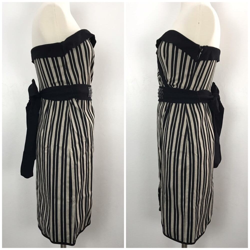 Anthropologie Eva Franco Strapless Dress Size 4 Stripes Retro Mod Coquette Prom - Picture 4 of 7